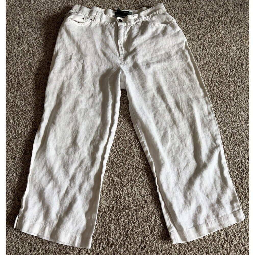 Women's Ralph Lauren Tan Linen Cropped Pants, Size 6